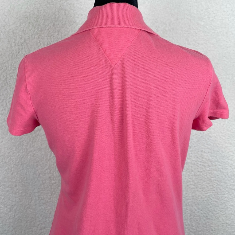 TOMMY HILFIGER • Bubblegum Pink Short Sleeve Polo Shirt, XS - Picture 9 of 16